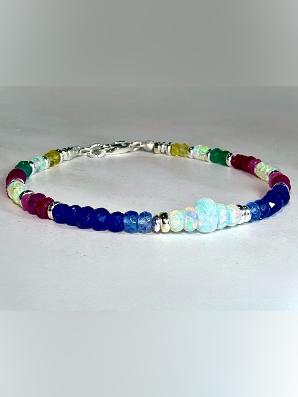💛💙 💚❤️"Kaleidoscope" Multi-Sapphire & Ethiopian Opal Bracelet